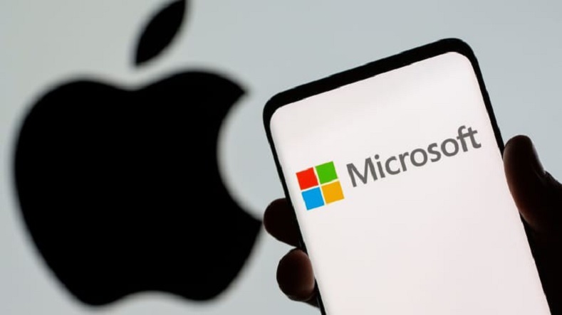 Microsoft và Apple đang nhăm nhe mốc vốn hóa thị trường 3.000 tỷ USD. Ảnh: Reuters