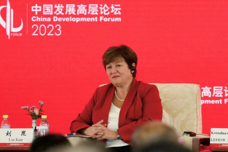 Tổng giám đốc Quỹ Tiền tệ Quốc tế (IMF) Kristalina Georgieva tham dự Diễn đàn Phát triển Trung Quốc năm 2023 vào ngày 26/3. Ảnh: Reuters