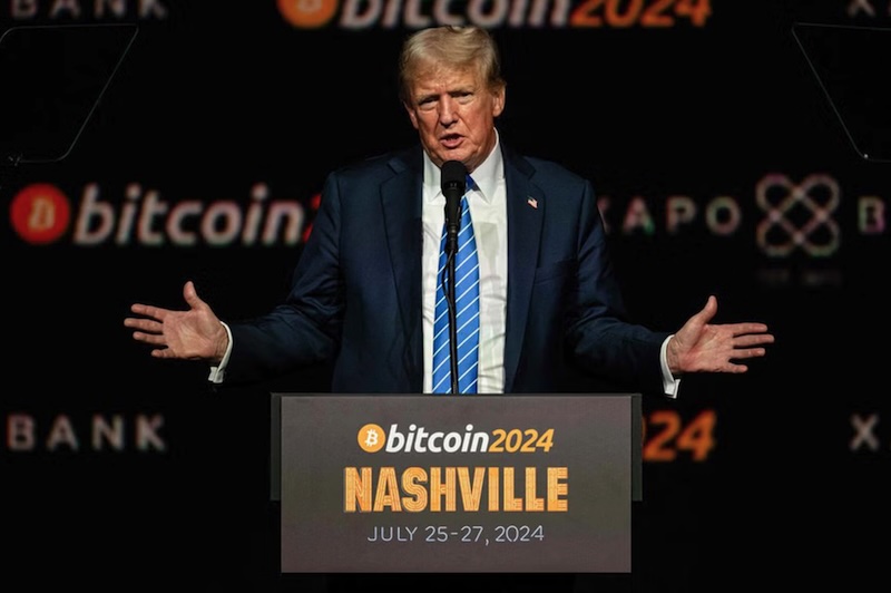 Ông Donald Trump phát biểu tại Hội nghị Bitcoin 2024 được tổ chức ở thành phố Nashville, bang Tennessee vào ngày 27/7/2024. Ảnh: AFP