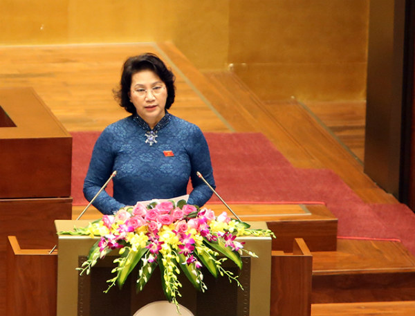  bà Nguyễn Thị Kim Ngân, Chủ tịch Quốc hội khóa XIII đã đọc diễn văn khai mạc kỳ họp thứ I, Quốc hội khóa XIV