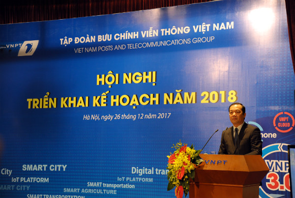 Ông Phạm Đức Long, Tổng Giám đốc VNPT tại Hội nghị triển khai kế hoạch năm 2018.