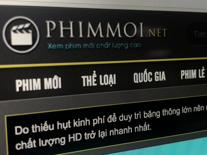 Phimmoi.net trước khi bị khởi tố.