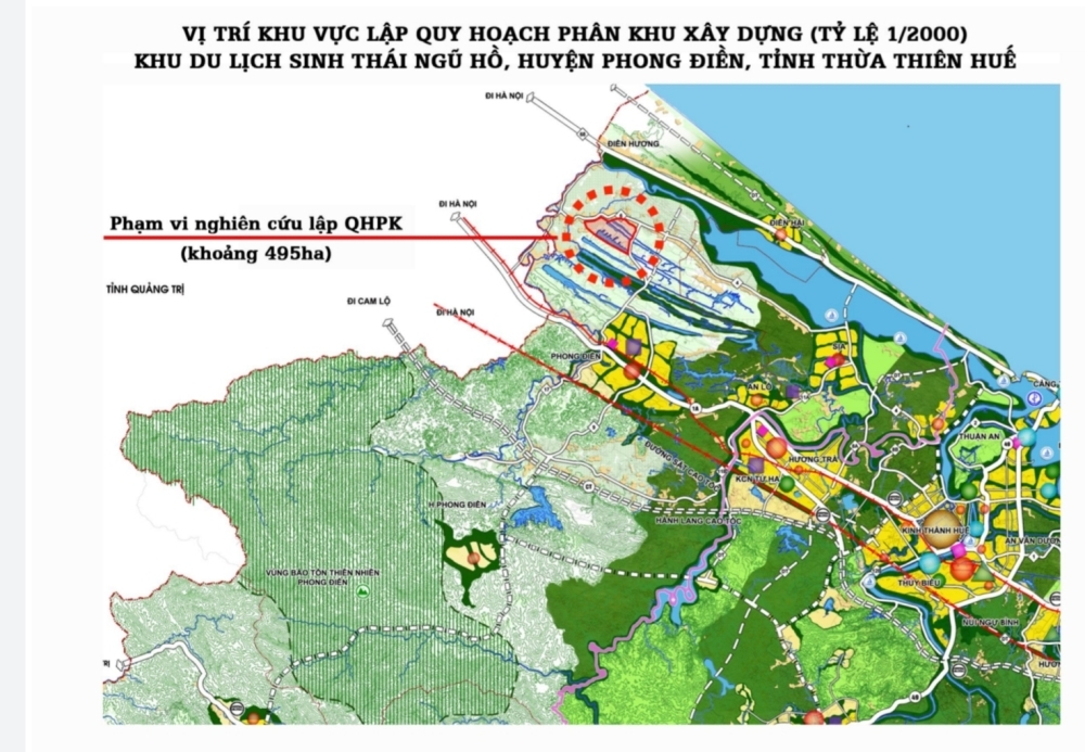 Phạm vi lập quy hoạch thuộc địa bàn các xã Phong Chương và Phong Bình, huyện Phong Điền, tỉnh Thừa Thiên - Huế