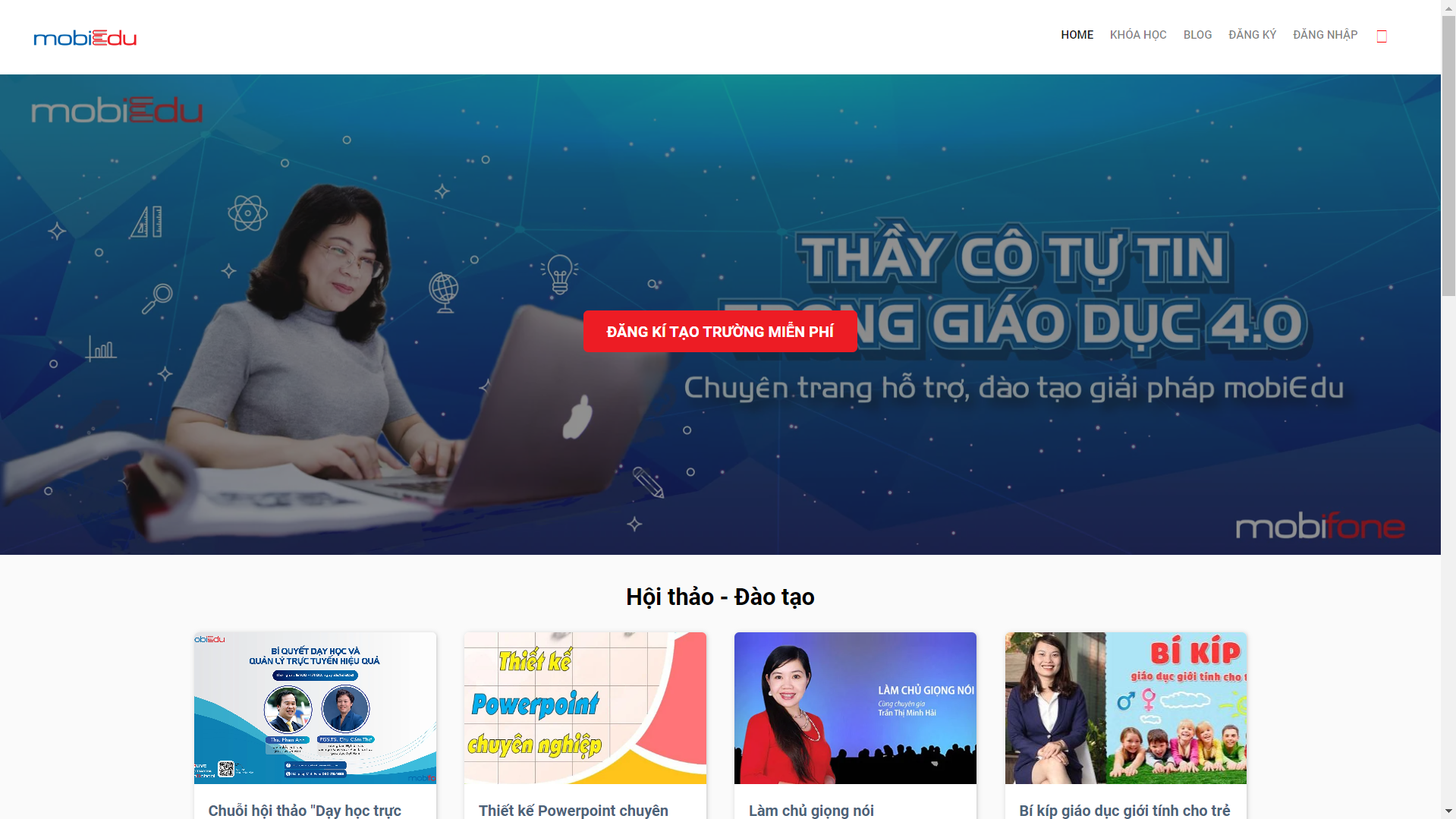 Giao diện một website mà thầy cô có thể nhận được khi tham gia chương trình