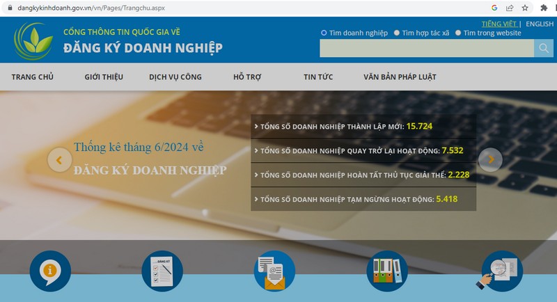 ; hệ thống thông tin quốc gia về đăng ký doanh nghiệp của Bộ Kế hoạch và Đầu tư.