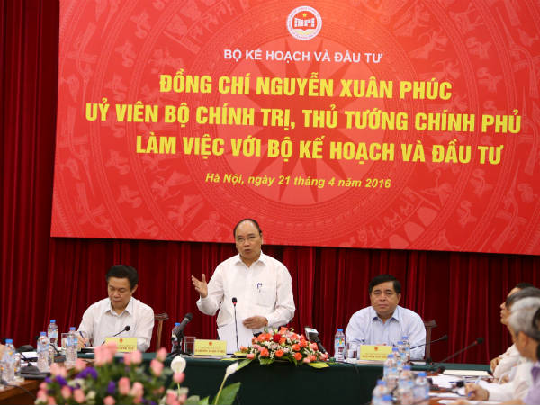 Thủ tướng Nguyễn Xuân Phúc làm việc với Bộ Kế hoạch và Đầu tư