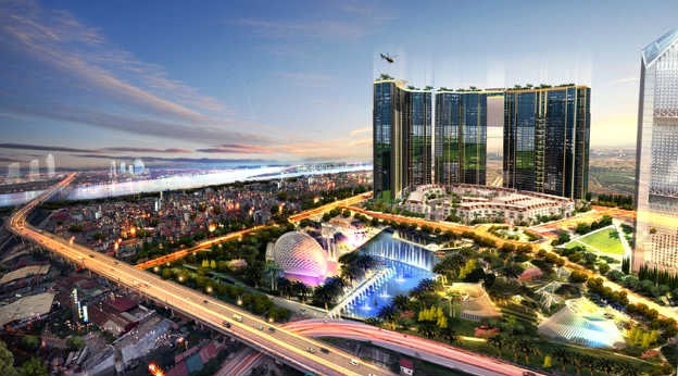 Sunshine City có một vị trí đắt giá khu vực ven sông Hồng, bên cạnh tháp tài chính Vietinbank 68 tầng.
