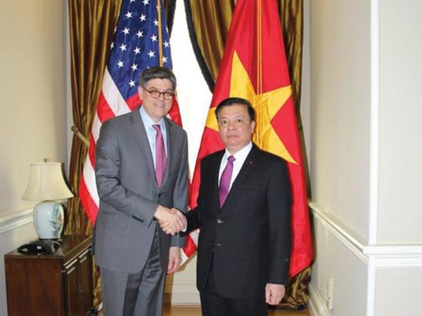 Bộ trưởng Bộ Tài chính Mỹ Jacob Joseph đón tiếp Bộ trưởng Bộ Tài chính Việt Nam Đinh Tiến Dũng 
