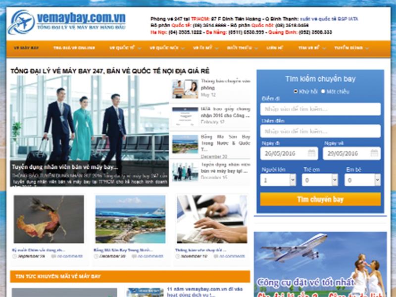 Giao diện của web site vemaybay.com.vn