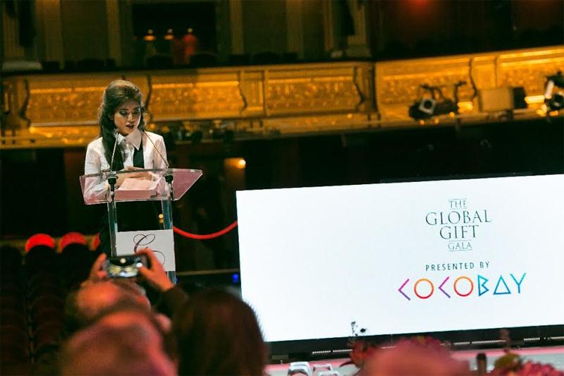 Coco Trần phát biểu tại chương trình và cam kết ủng hộ cho Quỹ Global Gift.