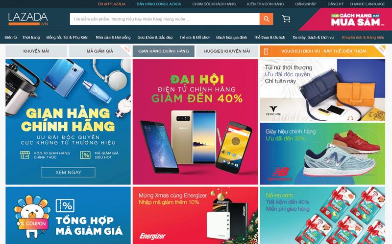 Lĩnh vực thương mại điện tử ở Việt Nam đang bị các doanh nghiệp ngoại chi phối. Trong ảnh: Lazada đã được Alibaba (Trung Quốc) mua lại 83% cổ phần