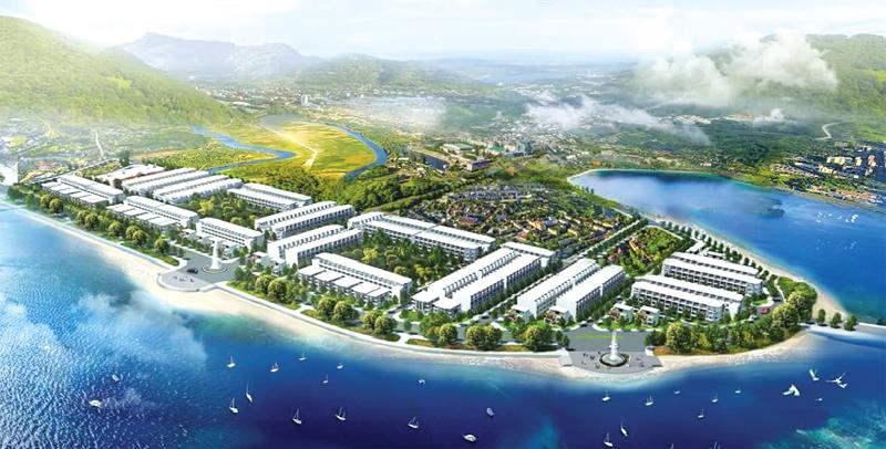 Phối cảnh Dự án Khu đô thị vịnh Xuân Đài với 3 mặt tiền hướng biển.