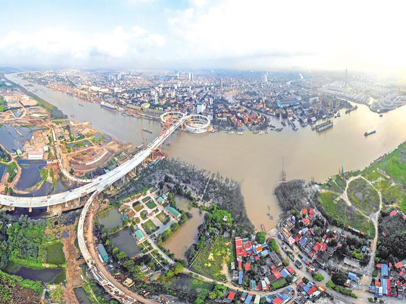 Cầu Hoàng Văn Thụ thuộc Dự án Đầu tư xây dựng hạ tầng kỹ thuật Khu đô thị mới Bắc Sông Cấm (Hải Phòng). Ảnh: Hồng Phong