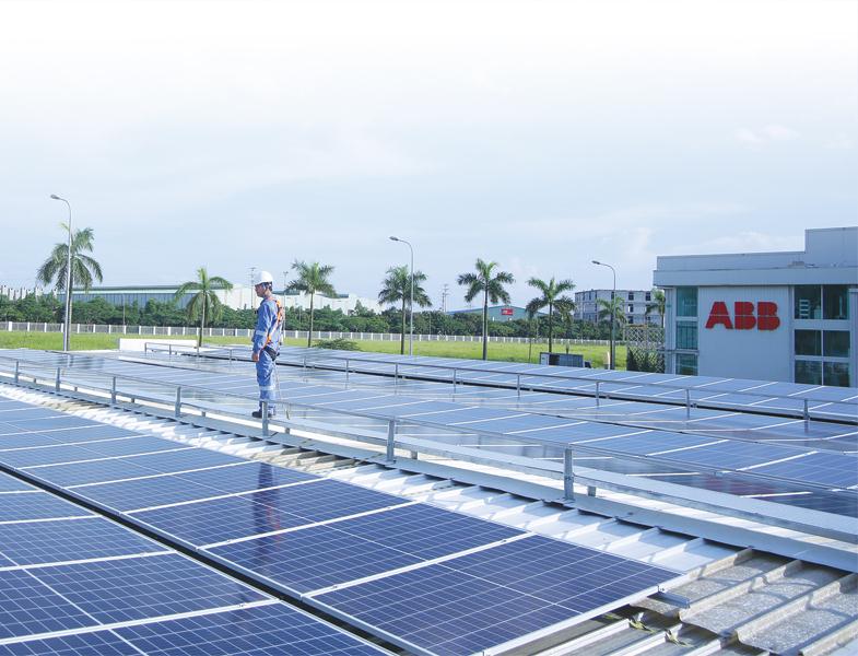 Hệ thống điện mặt trời tại nhà máy của ABB ở Bắc Ninh.