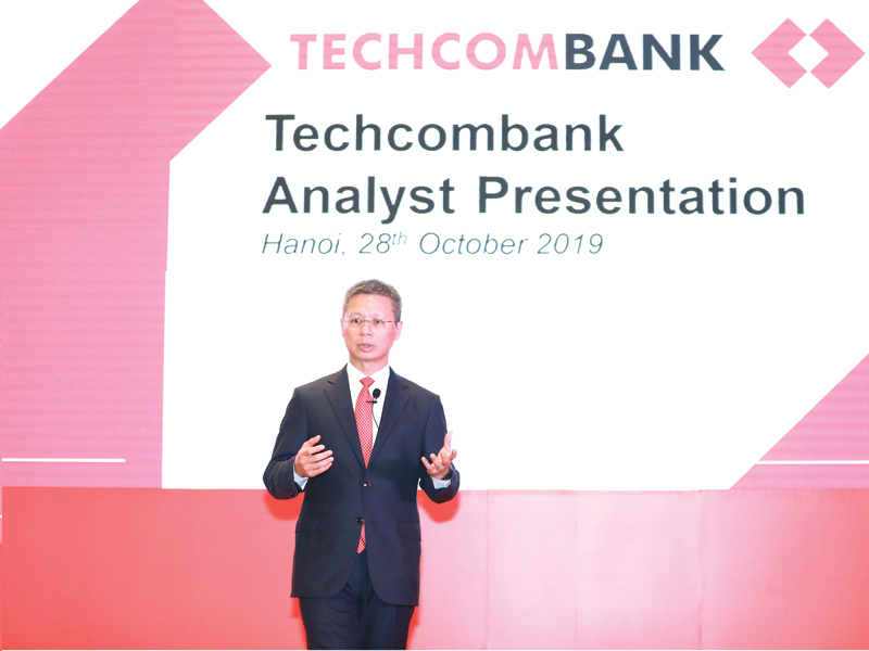 Ông Nguyễn Lê Quốc Anh, CEO Techcombank tại buổi gặp gỡ chuyên gia phân tích và cập nhật kết quả kinh doanh 9 tháng năm 2019.