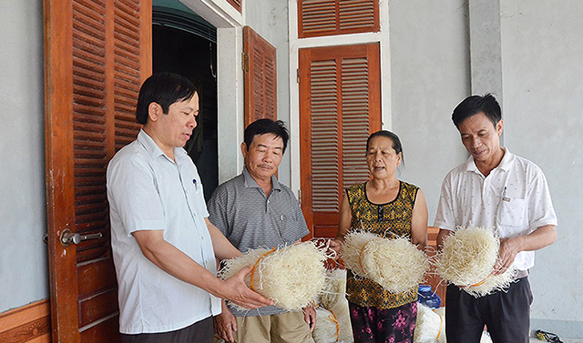 Người dân các xã Vân Diên, Kim Liên... vay vốn từ ngân hàng Chính sách xã hội để sản xuất miến gạo.
