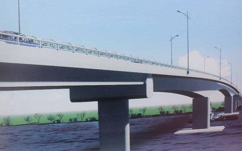 Cầu Châu Đốc sẽ thay thế phà Châu Giang, kết nối TP. Châu Đốc và thị xã Tân Châu. Trong ảnh: Mô hình cầu Châu Đốc.