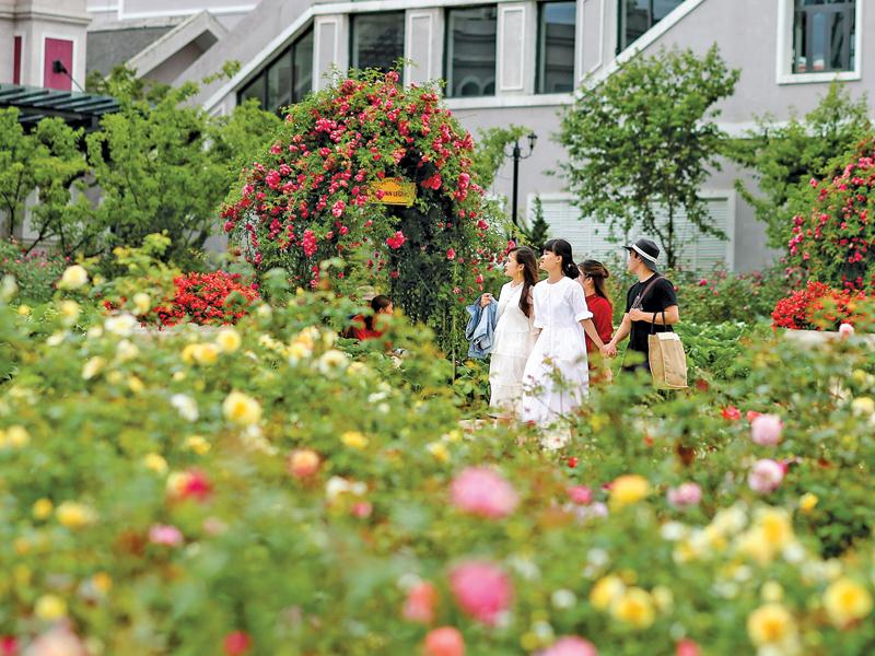 Đông đảo du khách tham quan khu du lịch Sun World Fansipan Legend (Sa Pa). Ảnh: Hồng Hạnh