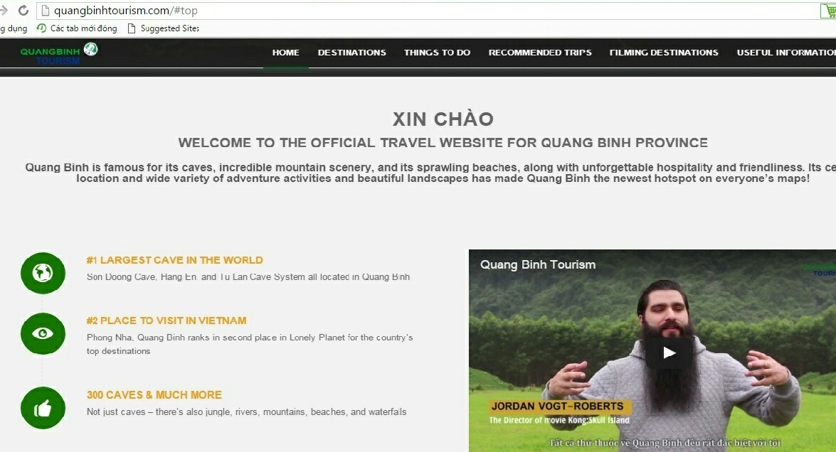 website du lịch Quảng Bình bằng tiếng Anh