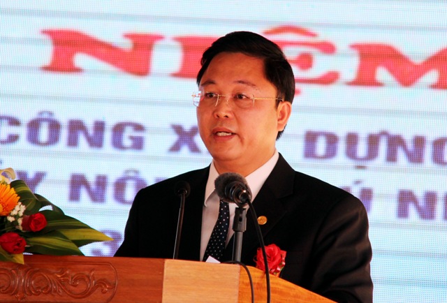 Phó chủ tịch UBND tỉnh Quảng Nam Lê Trí Thanh phát biểu tại buổi lễ