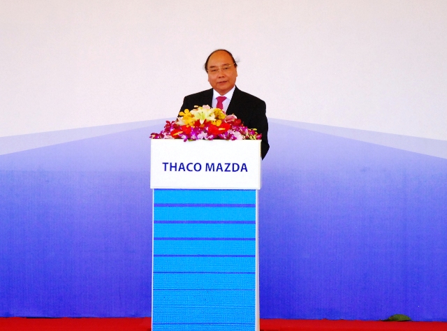Tại buổi lễ, Thủ tướng Chính phủ Nguyễn Xuân Phúc biểu dương sự cố gắng nỗ lực của tập thể cán bộ, công nhân viên, kỹ sư THACO