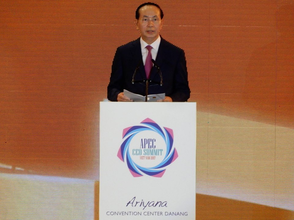 Chủ tịch nước Trần Đại Quang phát biểu khai mạc Hội nghị APEC CEO Summit 2017