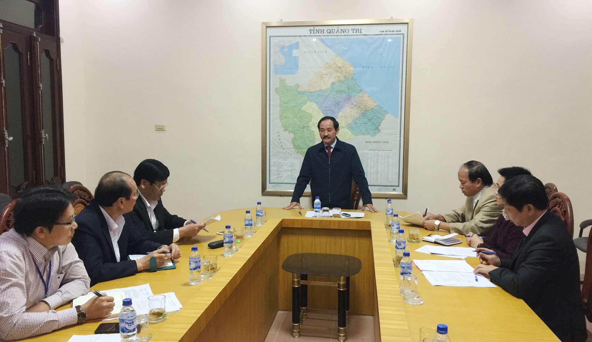 Ông Nguyễn Quân Chính, Phó Chủ tịch UBND tỉnh Quảng Trị phát biểu tại buổi làm việc