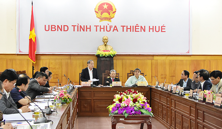 Chủ tịch UBND tỉnh Thừa Thiên Huế Phan Ngọc Thọ phát biểu tại buổi làm việc