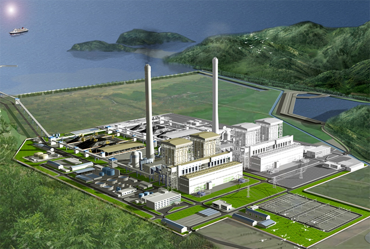 Mô hình Nhà máy Nhiệt điện Quảng Trạch I, II thuộc Trung tâm Điện lực Quảng Trạch.