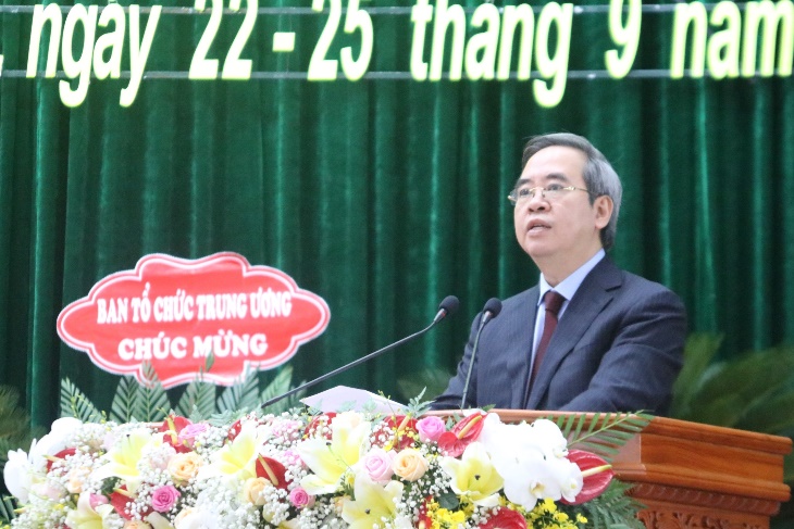 Ủy viên Bộ Chính trị, Bí thư Trung ương Đảng,  Trưởng Ban kinh tế Trung ương Nguyễn Văn Bình phát biểu chỉ đạo tại Đại hội