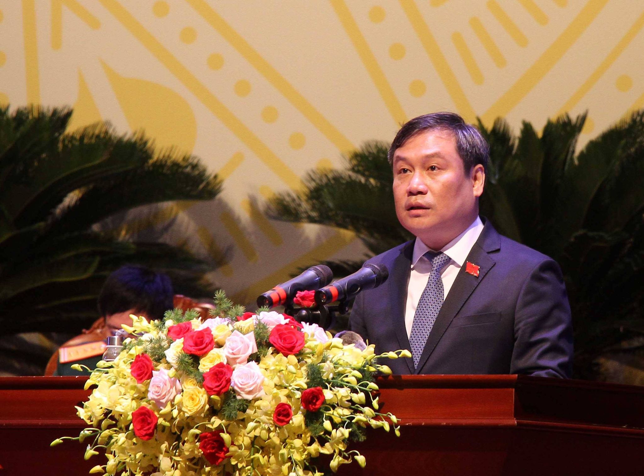Bí thư Tỉnh ủy tỉnh Quảng Bình Vũ Đại Thắng phát biểu khai mạc đại hội.