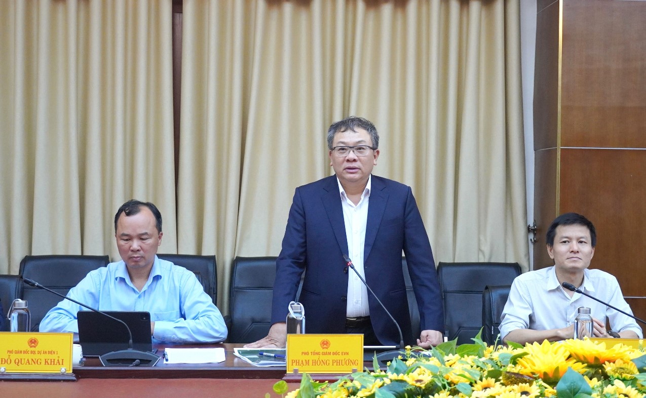 Phó tổng giám đốc EVN Phạm Hồng Phương phát biểu tại buổi làm việc