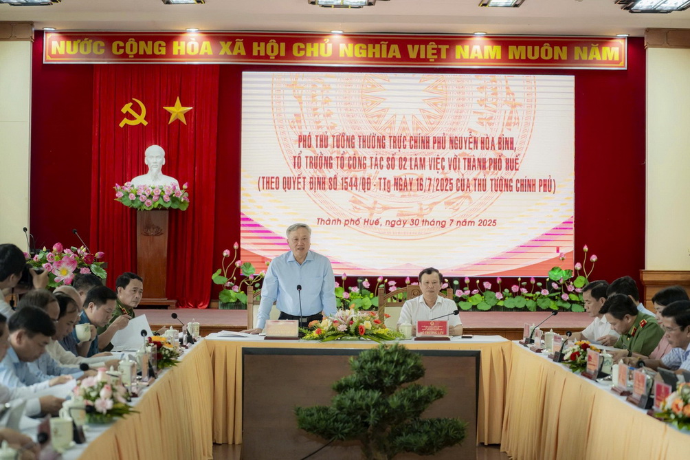 Phó thủ tướng Thường trực Chính phủ Nguyễn Hoà Bình phát biểu chỉ đạo tại buổi làm việc