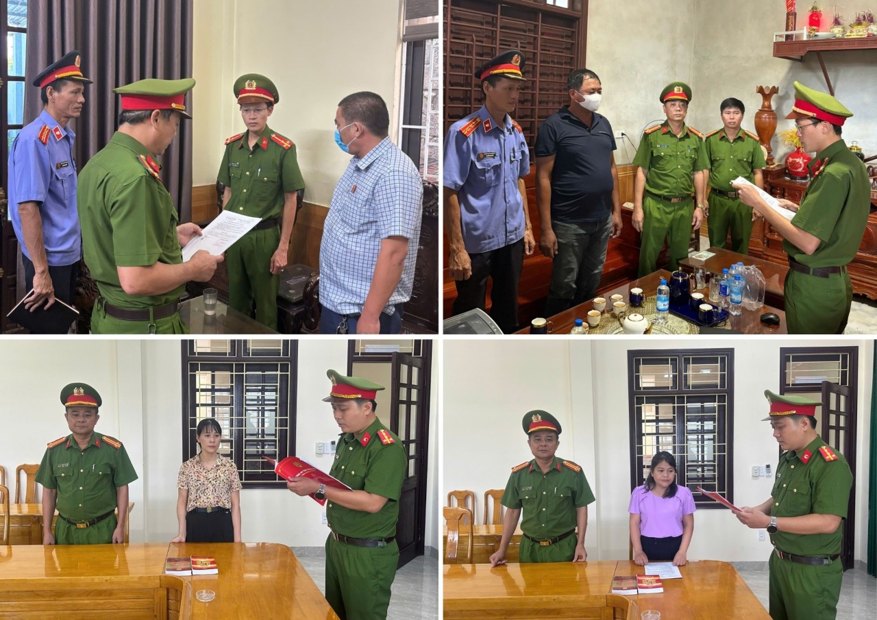 Cơ quan Cảnh sát điều tra Công an tỉnh Quảng Trị đọc quyết định khởi tố đối với các đối tượng