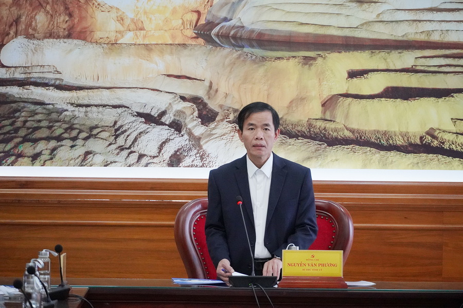 Bí thư Tỉnh uỷ Quảng Trị Nguyễn Văn Phương phát biểu chỉ đạo tại buổi làm việc