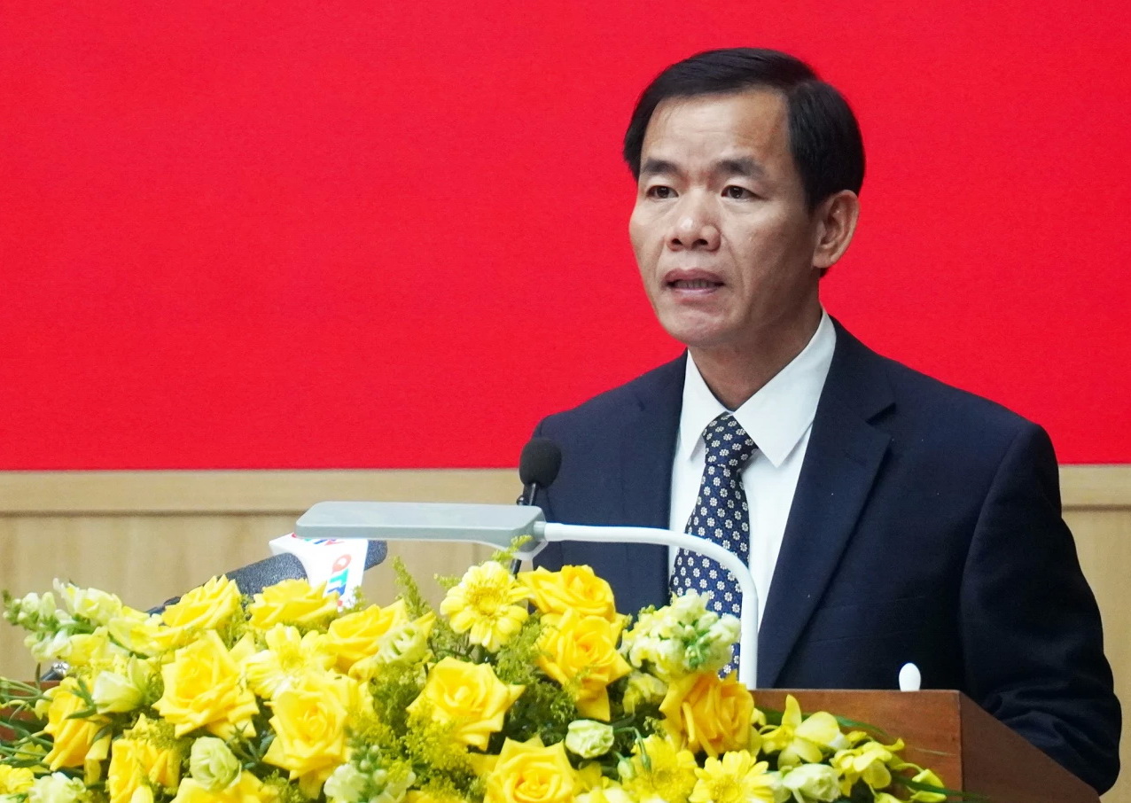 Ông Nguyễn Văn Phương, Bí thư Tỉnh uỷ Quảng Trị phát biểu tại phiên khai mạc. Ảnh: Ngọc Hải