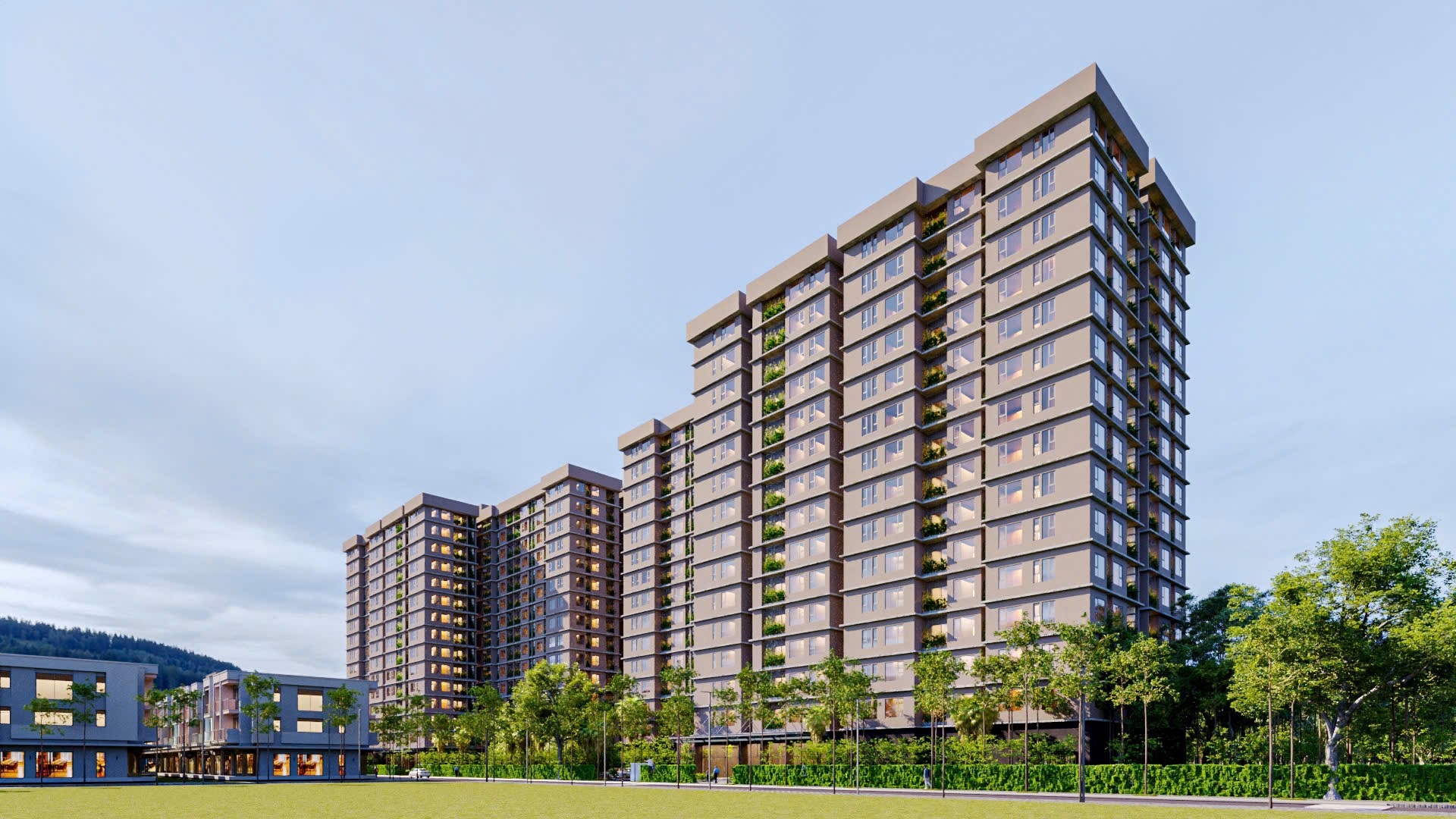 Phối cảnh Dự &aacute;n Khu nh&agrave; ở x&atilde; hội trung t&acirc;m Đồng Hới