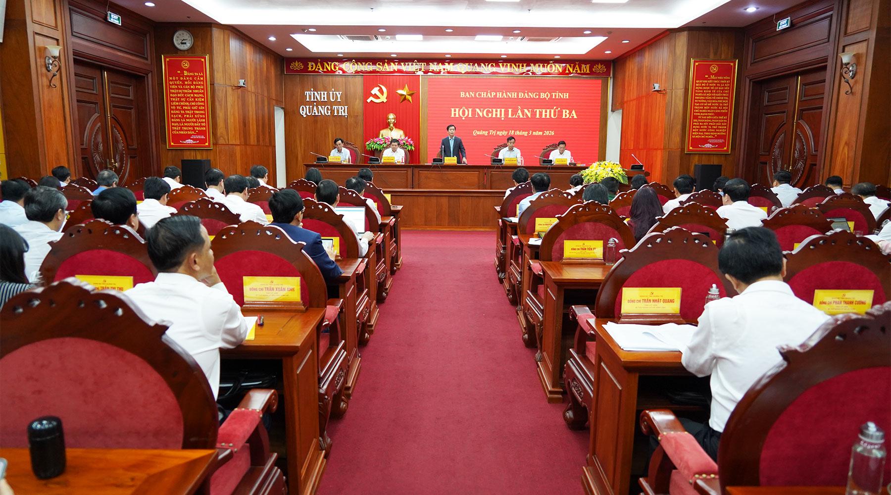 To&agrave;n cảnh Hội nghị Ban chấp h&agrave;nh Đảng bộ tỉnh Quảng Trị lần thứ 3