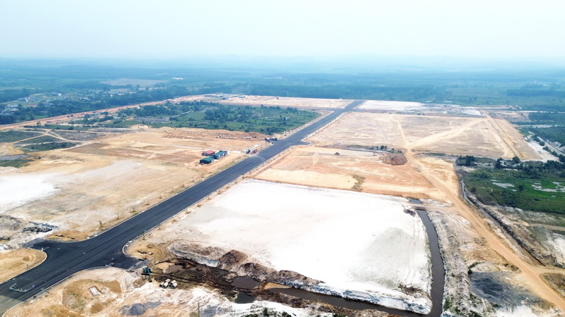 hạng mục san nền đợt 1 của Dự &aacute;n khu c&ocirc;ng nghiệp Quảng Trị đ&atilde; ho&agrave;n th&agrave;nh 100% diện t&iacute;ch