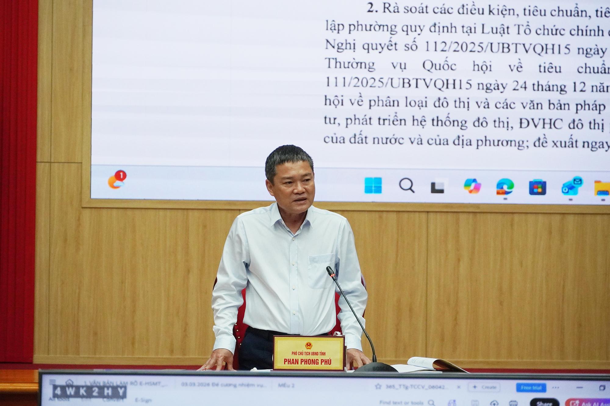 Phó Chủ tịch UBND tỉnh Quảng Trị Phan Phong Phú phát biểu chỉ đạo tại cuộc họp