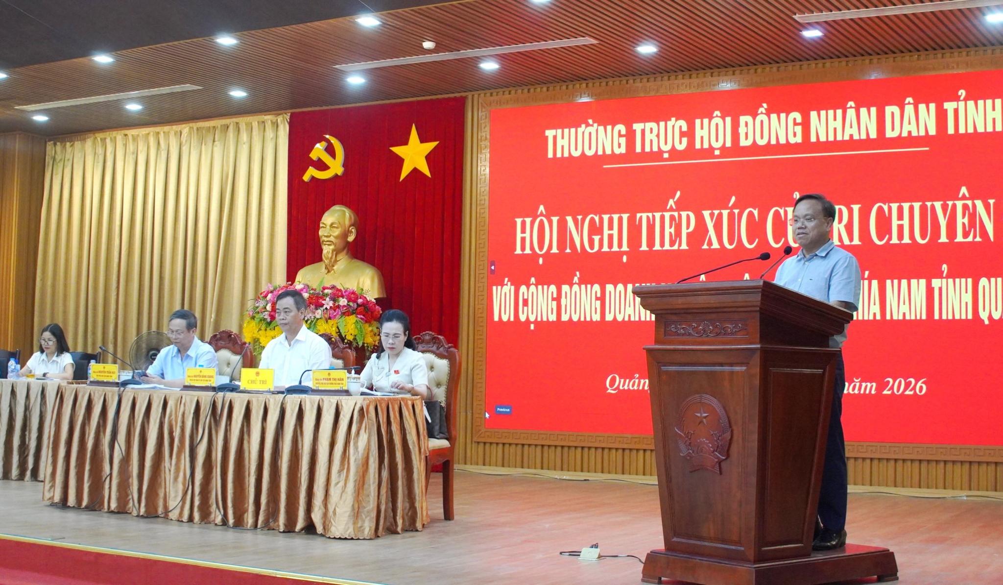 Phó Chủ tịch UBND tỉnh Quảng Trị Lê Đức Tiến phát biểu tại hội nghị