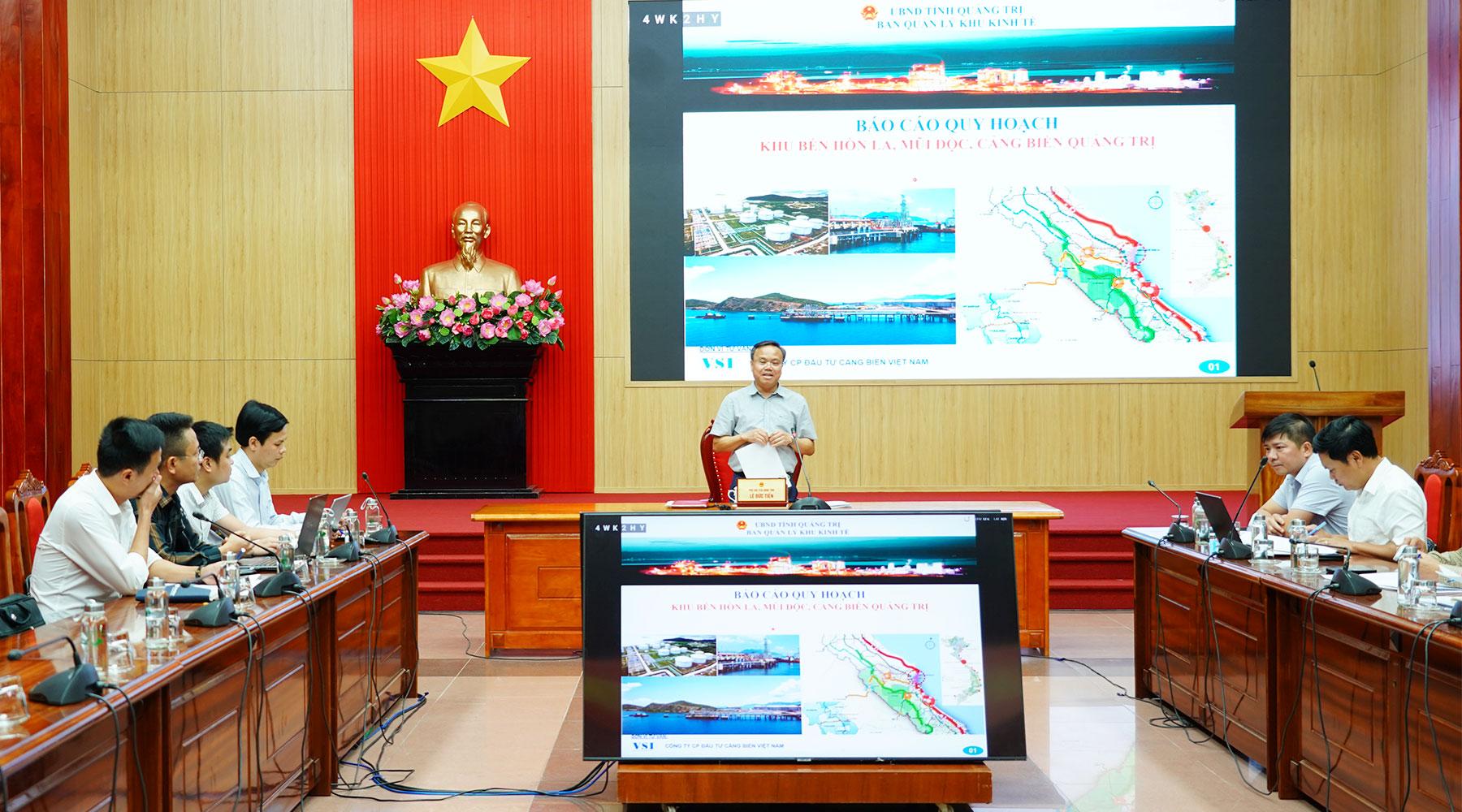 Ph&oacute; Chủ tịch UBND tỉnh L&ecirc; Đức Tiến chủ tr&igrave; ph&aacute;t biểu tại buổi l&agrave;m việc