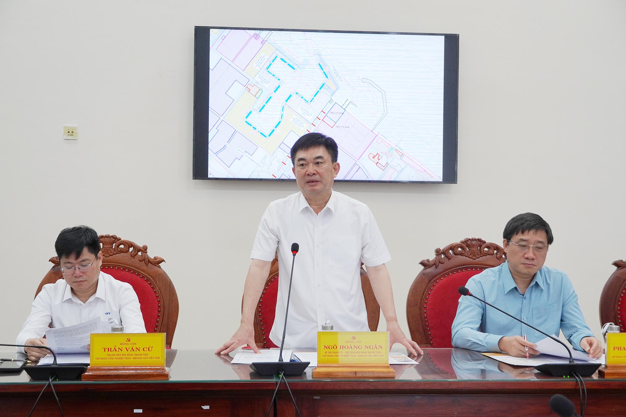 Đại diện lãnh đạo Tập đoàn Công nghiệp Than - Khoáng sản Việt Nam phát biểu ý kiến tại buổi làm việc