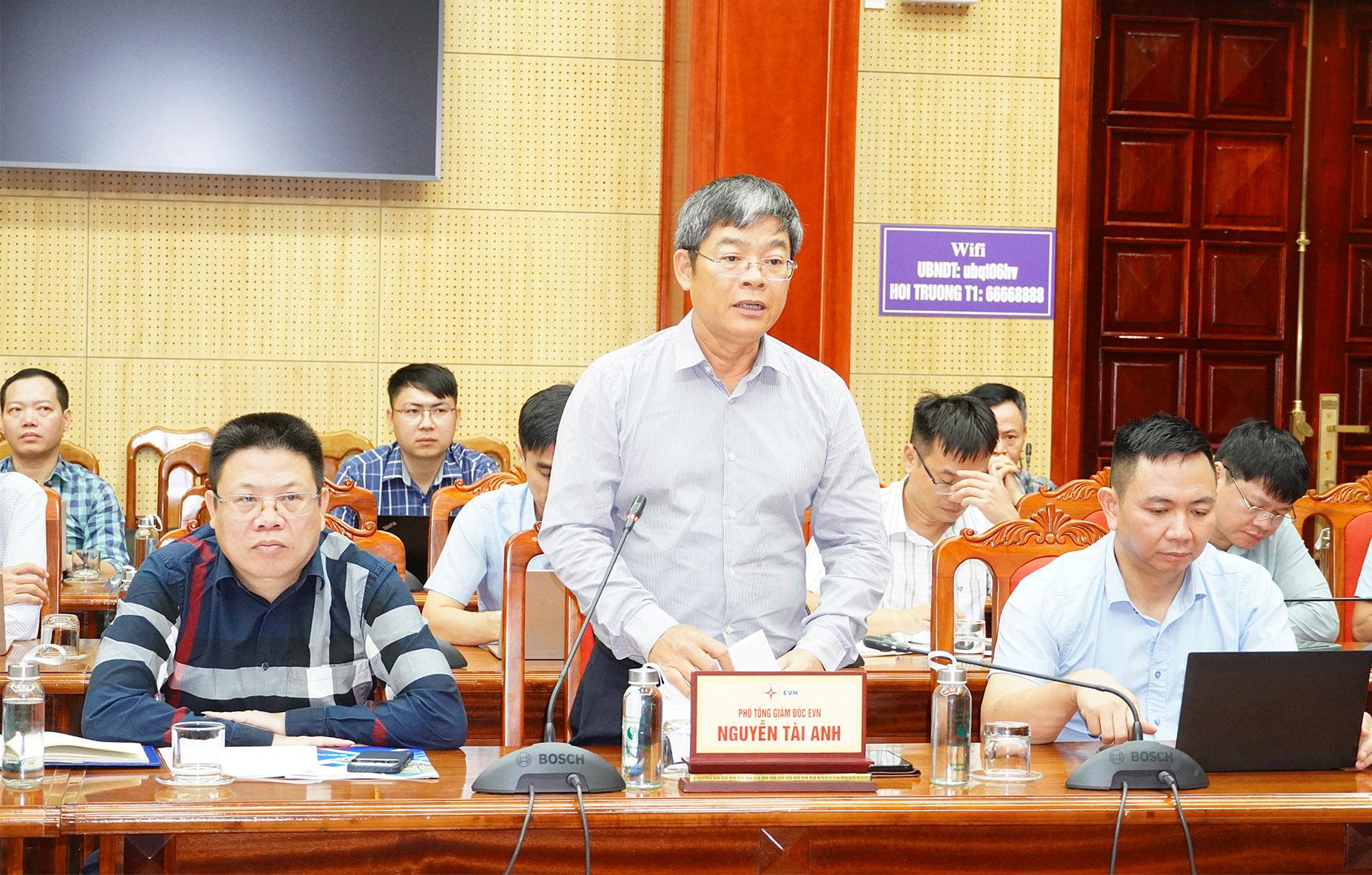 Ph&oacute; Tổng Gi&aacute;m đốc Tập đo&agrave;n Điện lực Việt Nam Nguyễn T&agrave;i Anh ph&aacute;t biểu tại cuộc họp.