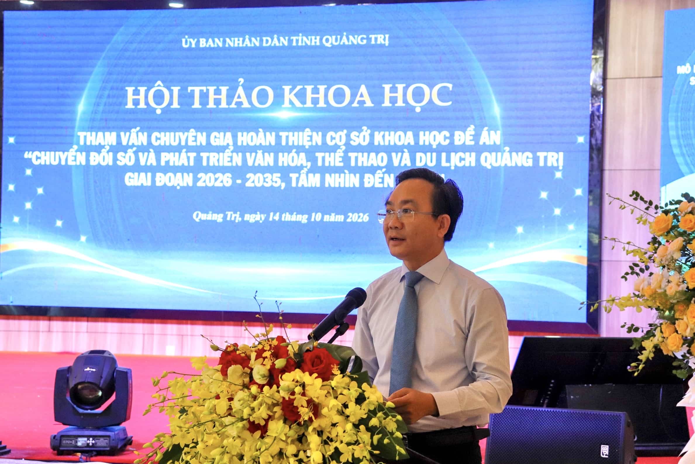 Ph&oacute; Chủ tịch UBND tỉnh Quảng Trị Ho&agrave;ng Xu&acirc;n T&acirc;n ph&aacute;t biểu tại Hội thảo.