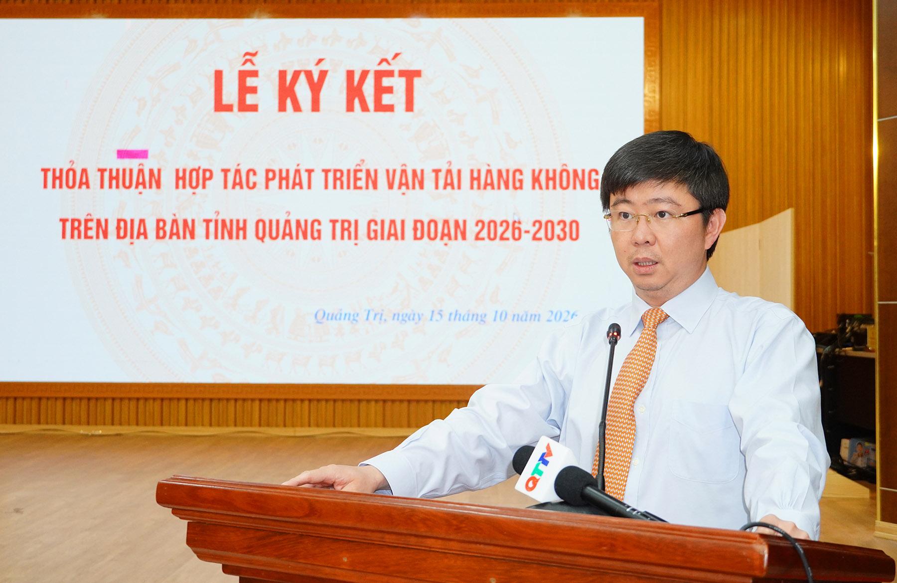 Chủ tịch UBND tỉnh Quảng Trị B&ugrave;i Ho&agrave;ng Phương ph&aacute;t biểu tại buổi lễ