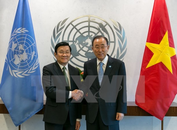 Chủ tịch nước Trương Tấn Sang gặp Tổng thư ký Liên hiệp quốc Ban Ki-moon