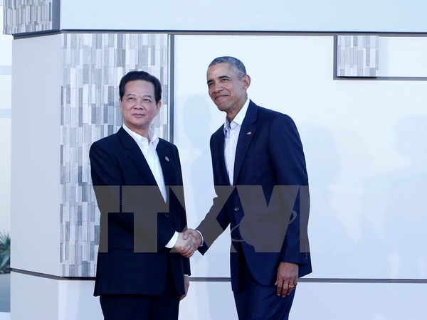 Tổng thống Hoa Kỳ Barack Obama đón Thủ tướng Nguyễn Tấn Dũng. (Ảnh: Vietnam+)