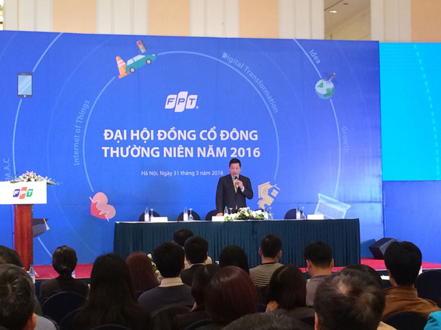 Ông Trương Gia Bình, Chủ tịch HĐQT FPT phát biểu khai mạc Đại hội