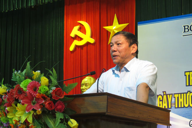Bí thư Tỉnh ủy Quảng Trị Nguyễn Văn Hùng phát biểu tại buổi gặp mặt